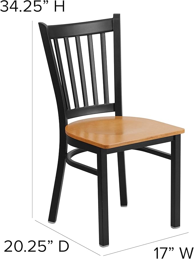 Flash Furniture HERCULES Series Black Vertical Back Metal Restaurant Chair