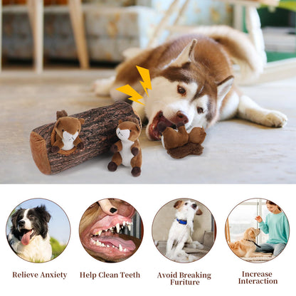 IFOYO Squirrel Hide and Seek Dog Toy, Squeaky Interactive Dog Toys for Boredom, Plush Dogs Toys to Keep Them Busy, Relive Anxiety, Attract Attention, Puzzle Toy for Smal and Medium Dogs