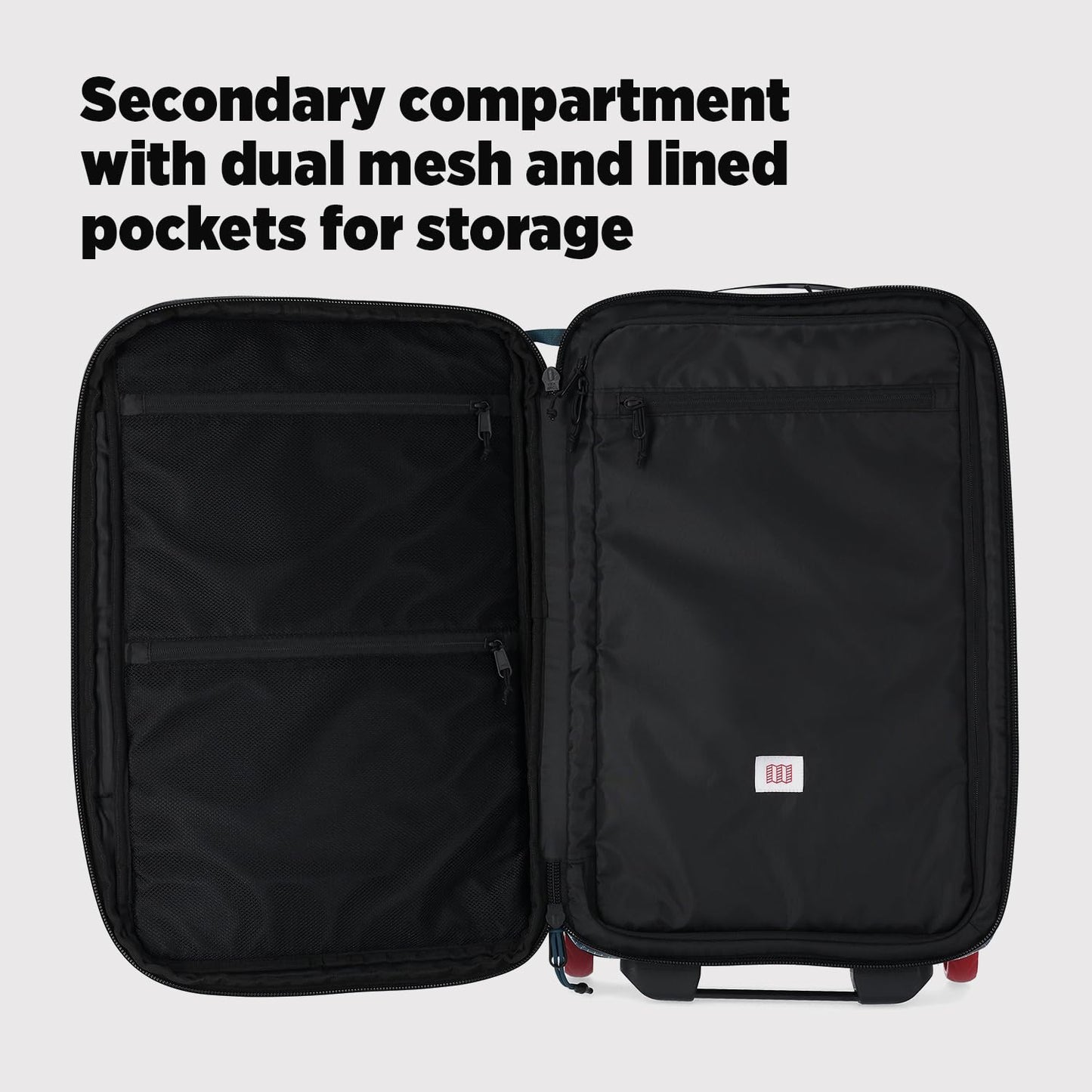 Topo Designs Global Travel Roller Bag Suitcase, 44L Carry-On, 3 Handles, Smooth Heavy Duty Wheels, Telescoping Handle, Durable + Rugged, WRAP Certified, PFAS Free (Apex Pond Blue)