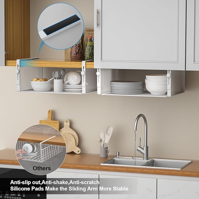 2Pack Under Shelf Basket Organizer, Adjustable Hanging Holder