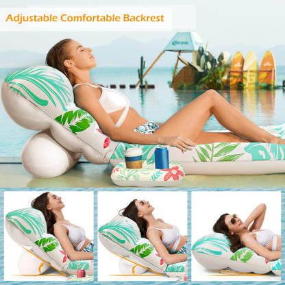 Jasonwell Inflatable Pool Float Adult - Pool Floaties Lounger Floats Floating Chair Raft with Adjustable Backrest Cup Holders Water Floaty Lake Lounge Tanning Floats Beach Party Toys for Adults