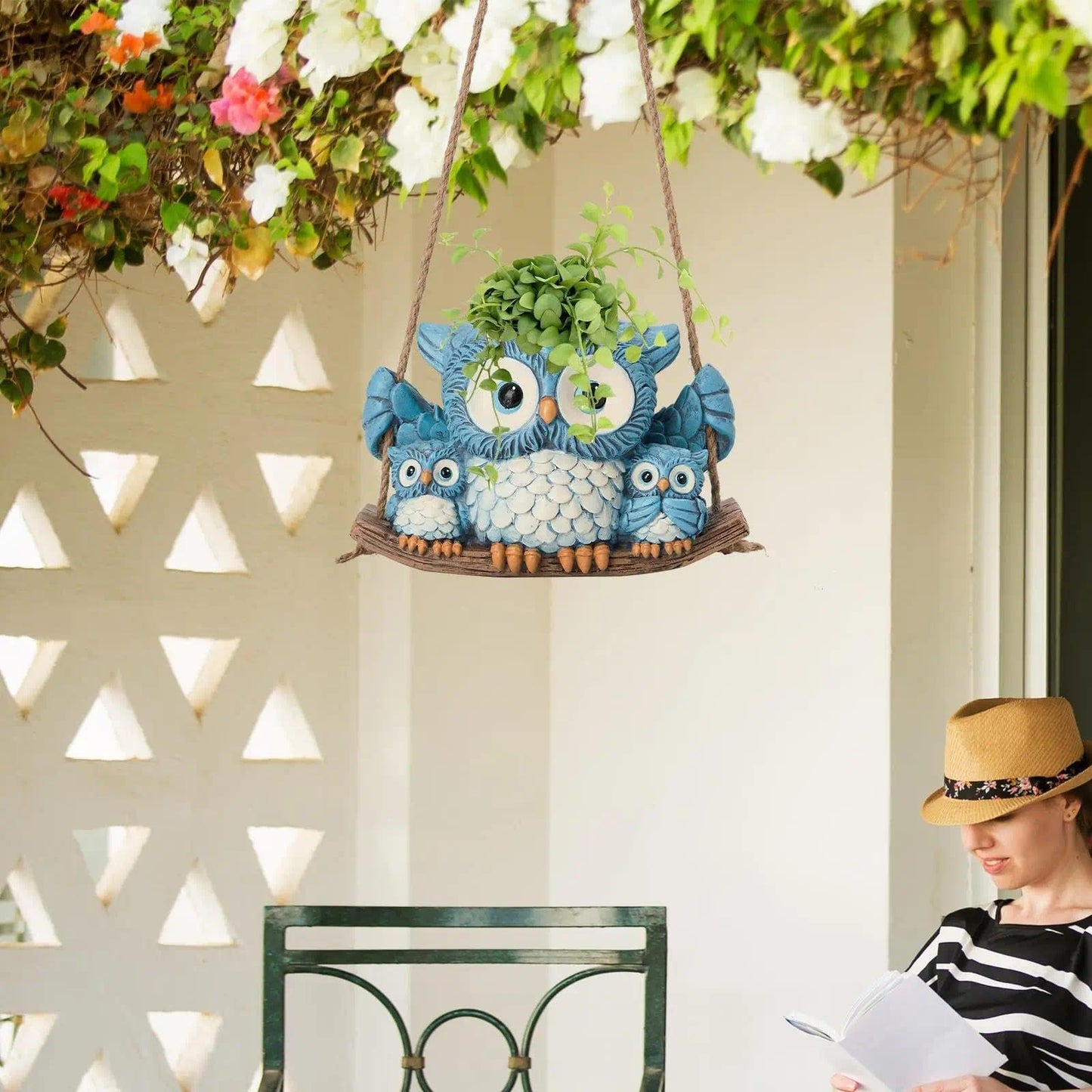 5.9 * 4.53 * 3.94inch New Owl Hanging Planters Owl Hanging Flowerpots Succulent Decorative Gifts (Owl Flower Pot)