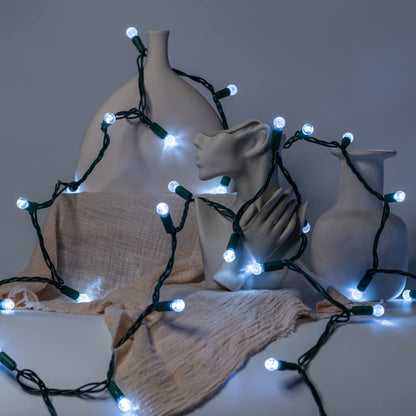 YULETIME Cool White One-Piece G12 Raspberry Christmas Lights 140 Count 48 Feet, 2 Sets 70 LED 24 ft High Waterproof UL Certified String Light (Cool White)