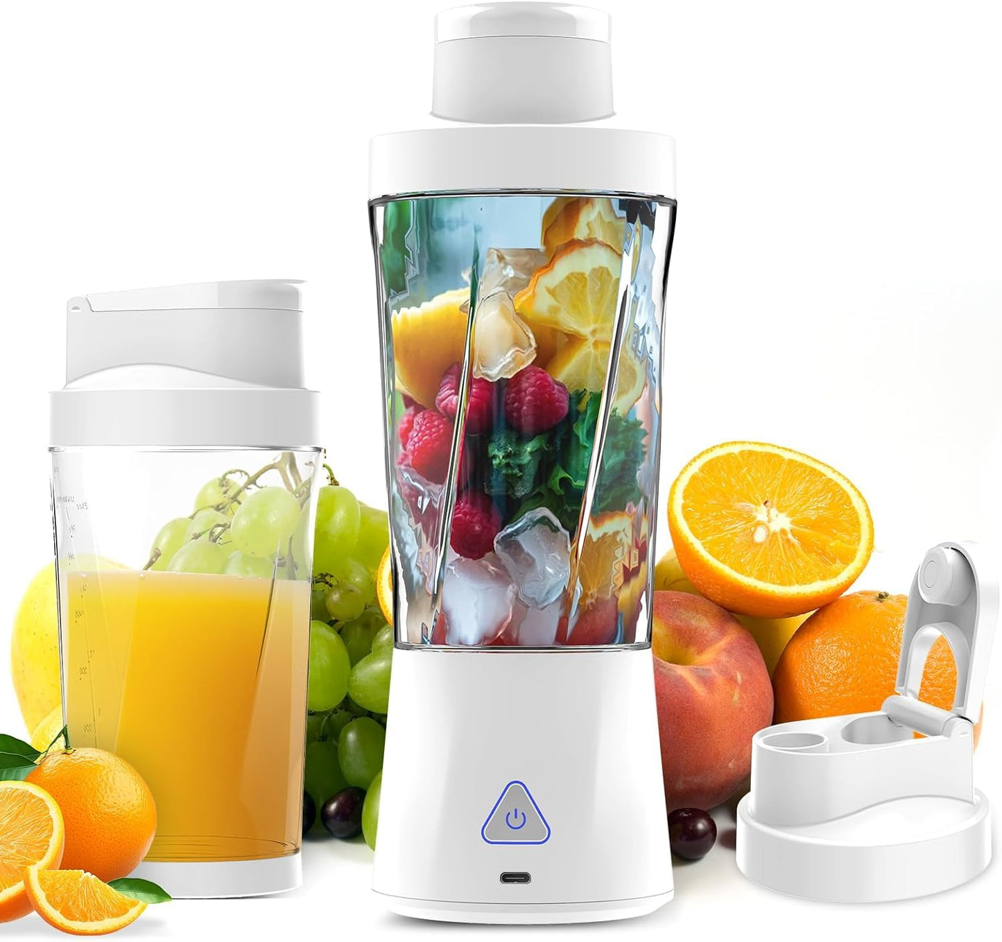 Portable Blender, 360W Personal Blender for Shakes and Smoothies for Kitchen, 24 Oz BPA Free Traveling Juicer Cup and Lid with 6 Blades, Self Cleaning Portable Juicer for Kitchen/Travel/Gym, Black