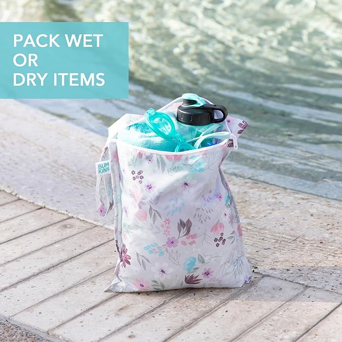 Bumkins Waterproof Wet Bag for Baby, Swim Suit, Cloth Diapers, Pump Parts