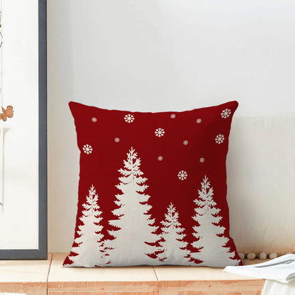 CXMEIFLY Christmas Pillow Covers 18x18 Inch Set of 2 Red Cream Christmas Tree Snowflakes Decor Throw Pillows Winter Xmas Holiday Outdoor Cushion Cases for Couch Bed Decorations