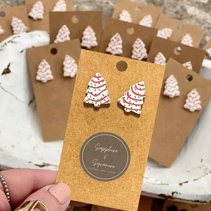 Cute AcrylicChristmas Earrings for Women | Cute Christmas Tree Cake Shape Earring, Holiday Gifts for Women | Christmas Decorations Clearance (A - Cake)