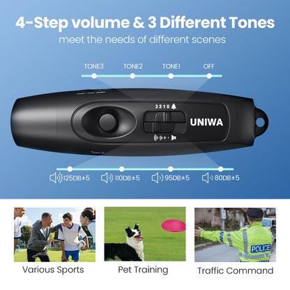 UNIWA Electronic Whistle with USB Charging, 3 Tone & 3 High Volume Hand Emergency Whistle for Referee Coaches Teacher, Outdoor Sport Game Camping Safety Electric Whistle with Lanyard - Black