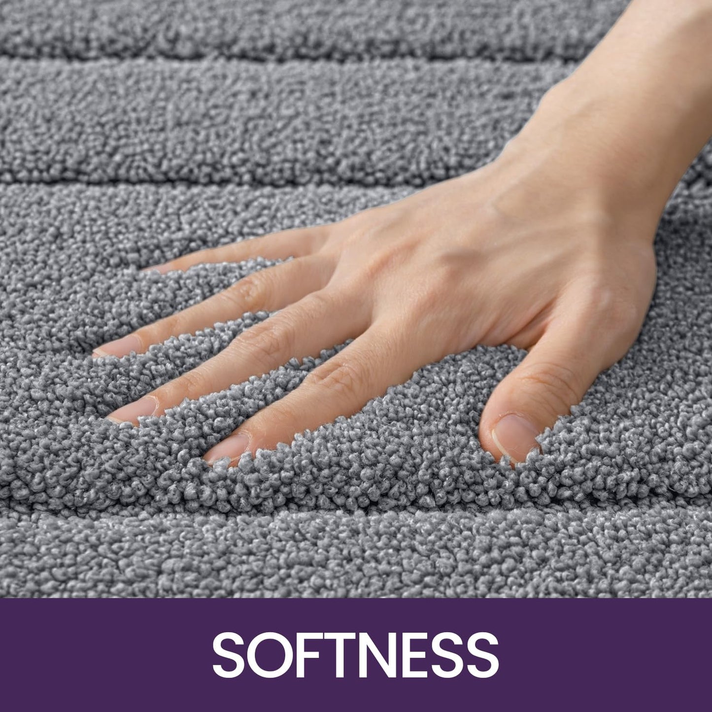 DEXI Ultra Soft Bath Mat 40 x 60 cm, Non-Slip Absorbent Microfiber Mats, Machine Washable Quick Dry Rugs, Bathroom Accessories Decor, Grey