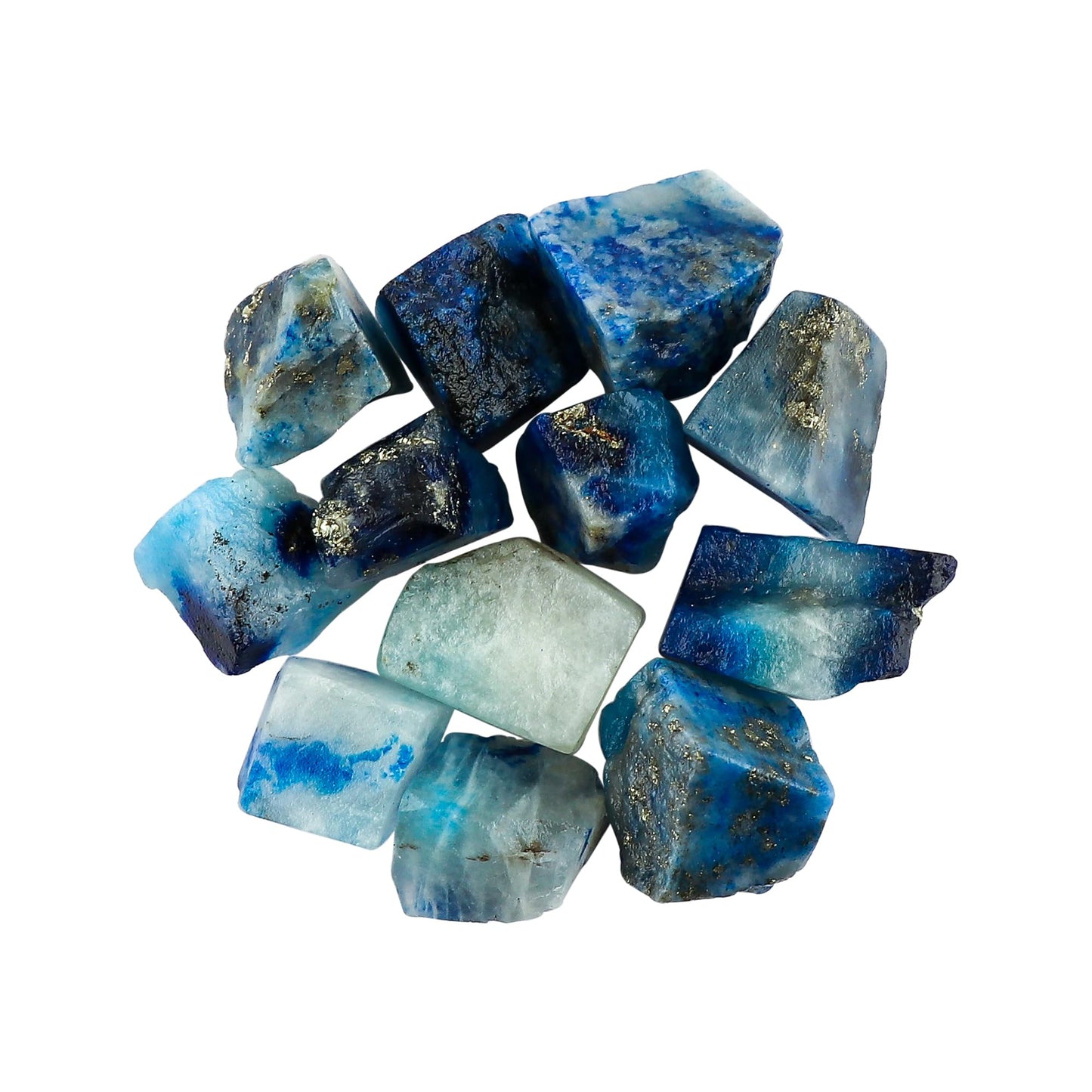 CRYSTALIS (4pcs (10-15mm) Natural Afghanite Lapis-Lazuli, UV Reactive, Loose Gemstone Wholesale Bulk Rough Jewelry Making Supply, Chakra & Healing Raw Stones, Wire Wrapping, DIY, Gem Collection