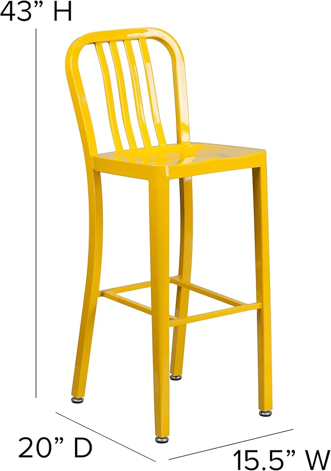 Flash Furniture Commercial Grade 30" High Yellow Metal Indoor-Outdoor Barstool