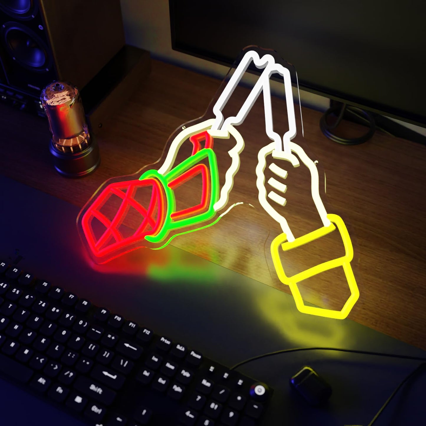 Mvorixa Anime Neon Sign Hand Neon Light for Wall Decor, Dimmable LED Japanese Anime Style Neon Sign for Bedroom, Game Room, Otaku Room, Man Cave, Birthday Gift for Anime Fans