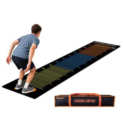 Standing Long Jump Mat, Non Slip Broad Jump Measurement Mat with Storage Bag, Sports Training Mats for Gym, School Athletics & Home Workout