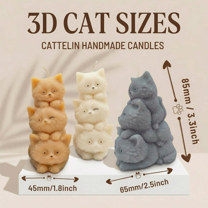 Handmade Cat Candle Set of 3 | Pretty Cat Shaped Candles for Cat Lovers | Soy Wax Cat Candles | Unique Animal Shaped Home Decor | Housewarming Candle Sets for Women Gift