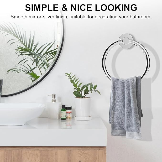 SetSail Towel Holder for Bathroom Wall Screw-in 3 Packs Towel Ring Stainless