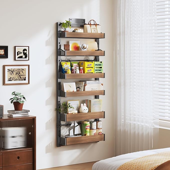 6-Tier Over The Door Pantry Organizer, Heavy-Duty Metal Wall Mount or Hanging