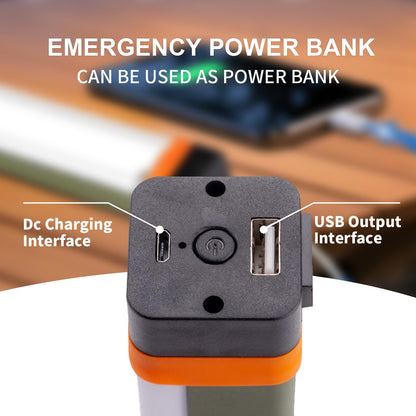 Camping Light, LETOUR Rechargeable Magnetic Light 4 Modes Tent Light USB Rechargeable Camping Lantern, 1200mAh 2000Lumens Power Bank Emergency Light for Outdoor Camping, Power Outage