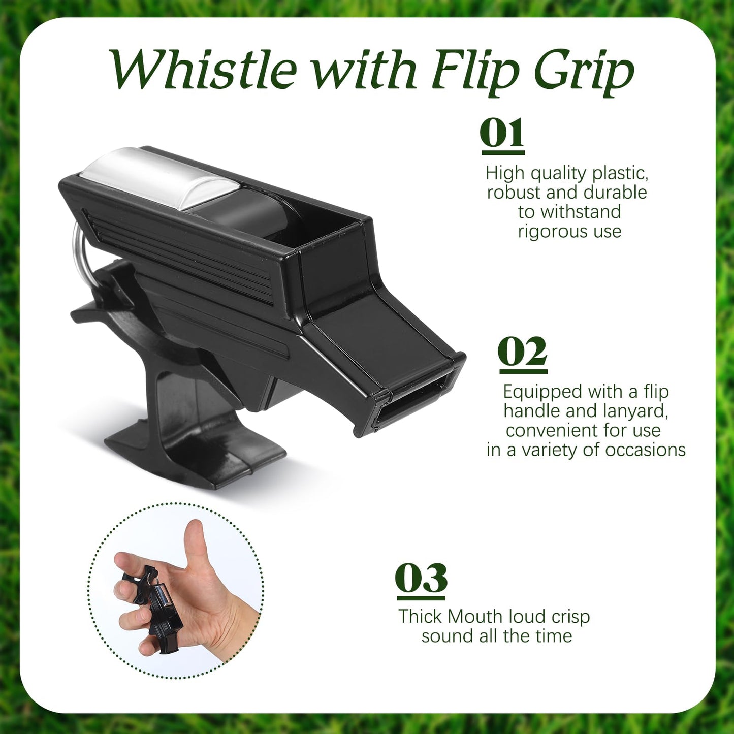 Relaxweex 2 Sets Finger Grip Referee Whistle Soccer Coach Whistles with Fingers Flip Grip Football Hockey Hand Whistle Metallic Loud Sports Whistle with Rubber Sleeve for Coaches Polices