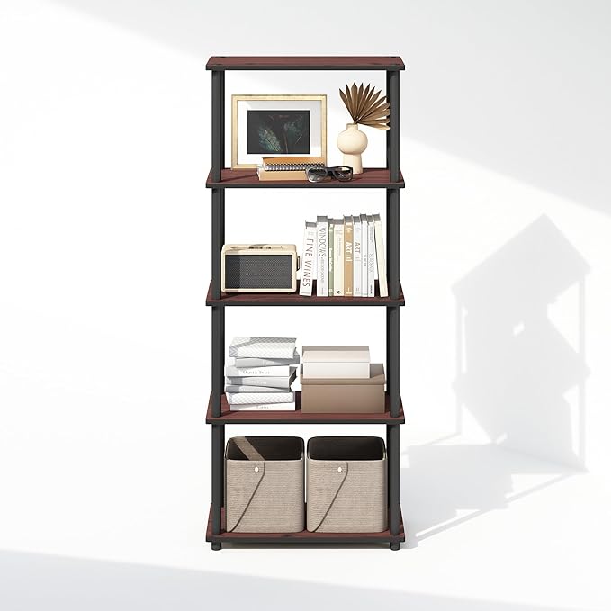 Furinno Turn-N-Tube Book Shelf, 5-Tier Bookshelf, Bookcase