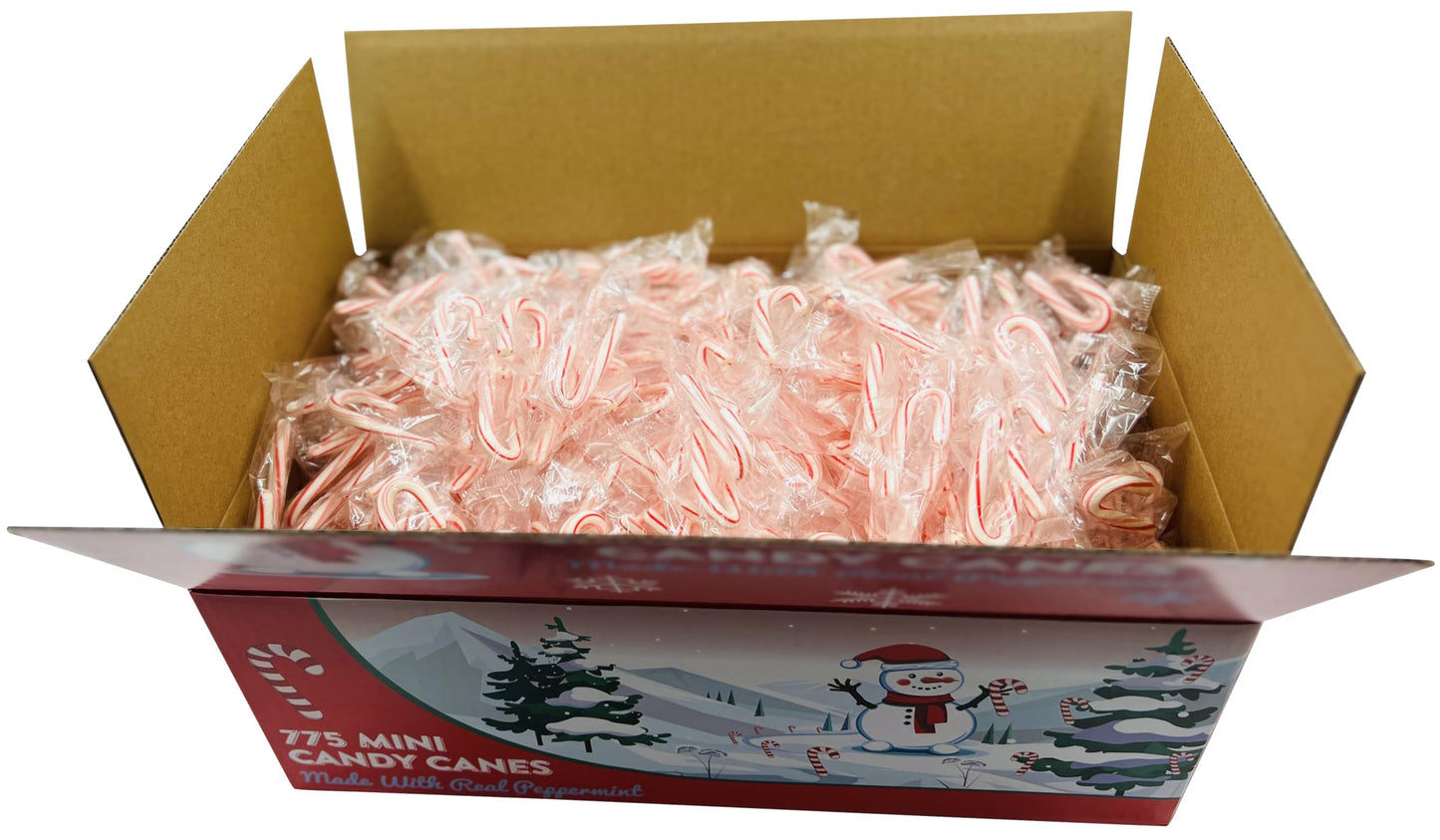 Mini Candy Canes Red & White Made WITH REAL PEPPERMINT - BULK PACK 775 Bulk Mini CANDY CANES - Holiday Candy for Christmas, Santa Parade, ThanksGiving, !!! (775)