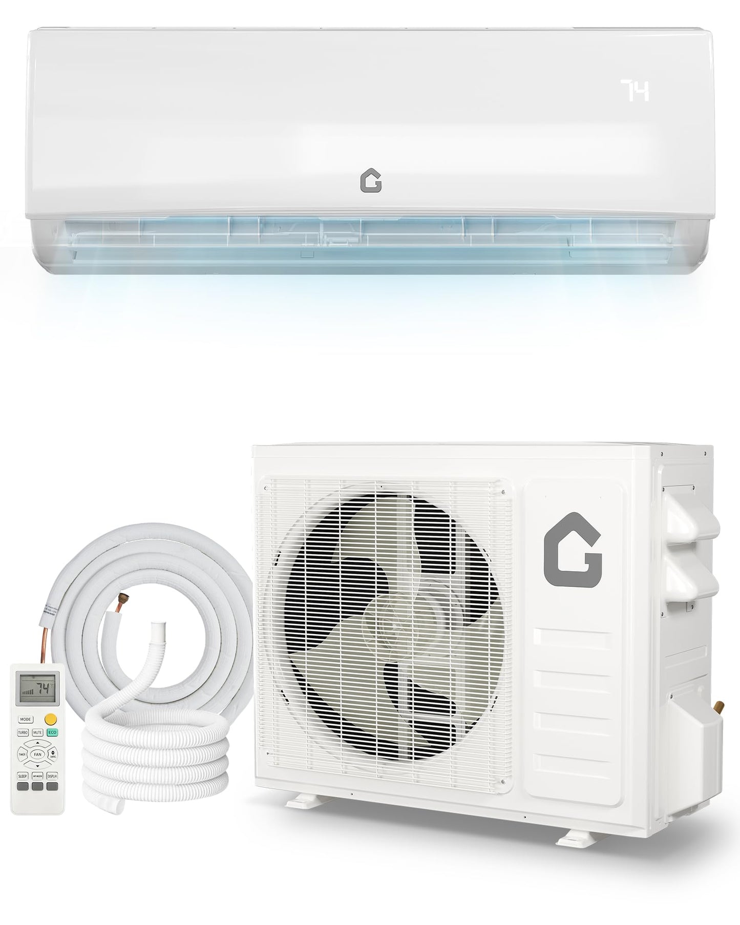 Takywep 11500 BTU Mini Split AC/Heating System, 17 SEER2 Inverter 6-in-1 Split System Air Conditioners, Ductless Heat Pump Wall Mount AC Unit Cool Up to 750 Sq. Ft, Installation Kits, 115V