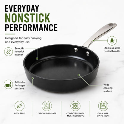 Alva Maestro 8 Inch Ceramic Nonstick Frying Pan, Non Stick Pan, PFAS Free Egg Pan, Small Frying Pan, Stainless Steel Handle, Induction Safe Nonstick Pan, PTFE & PFOA Free Cooking Pan