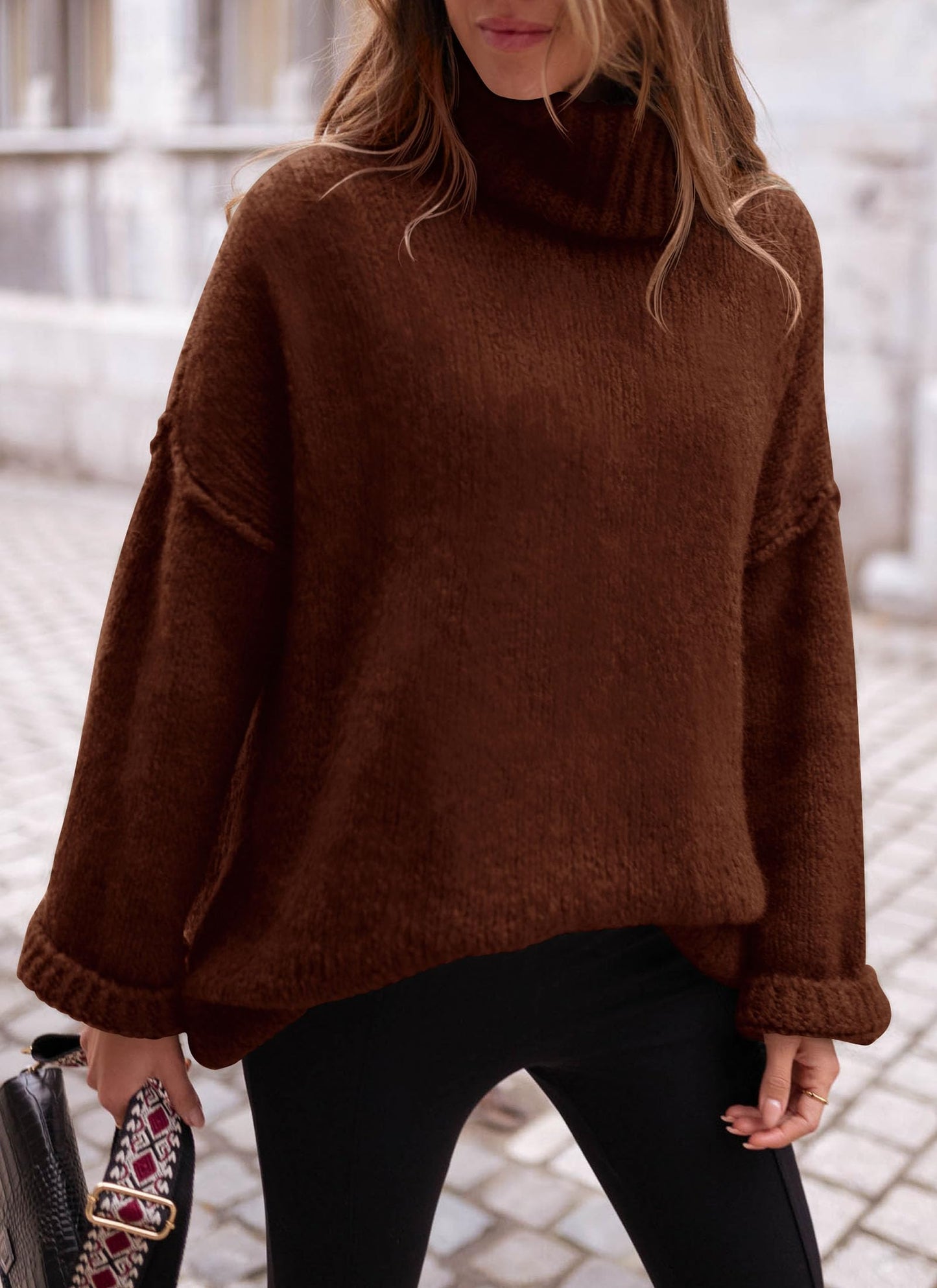 PRETTYGARDEN Oversized Sweaters for Women 2025 Chunky Turtleneck Sweater Fall Clothes Long Sleeve Tops Winter Clothing