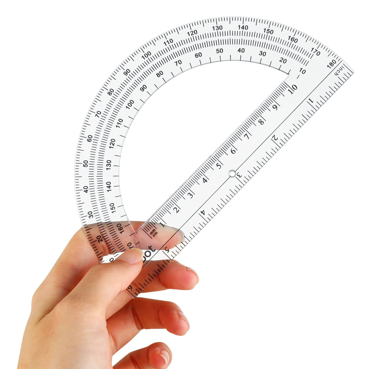 EBOOT 24 Pack Plastic Protractors Math Protractor 180 Degrees 6 Inch (Clear)