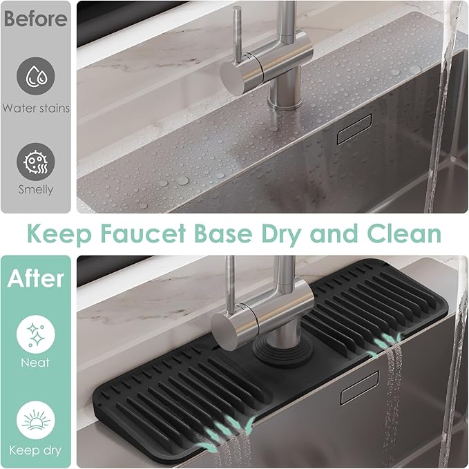 17.7 Inch Silicone Faucet Mat for Kitchen Sink Splash Guard