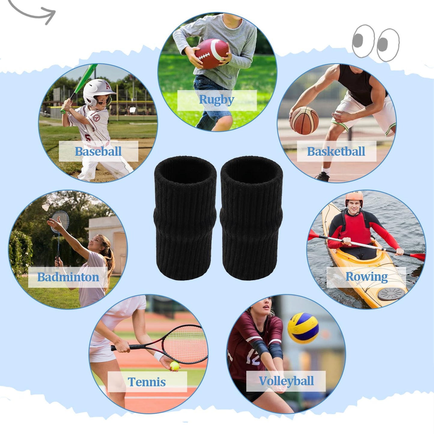 12 Pcs Finger Compression Sleeves,Black Sport Finger Sleeves Protectors,Breathable Elastic Finger Support for Sports, Typing, and Daily Use