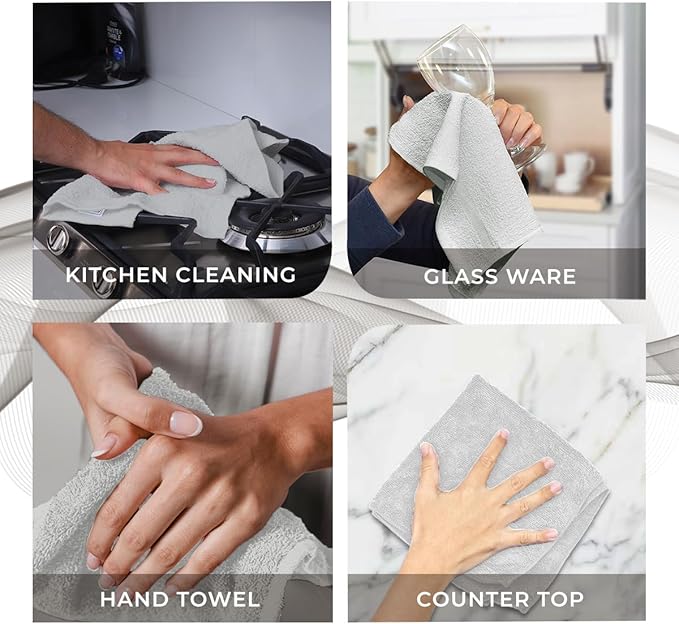 Avalon Towels Cotton Washcloths 24-Pack – 12 x 12 Inch Silver Super Soft &