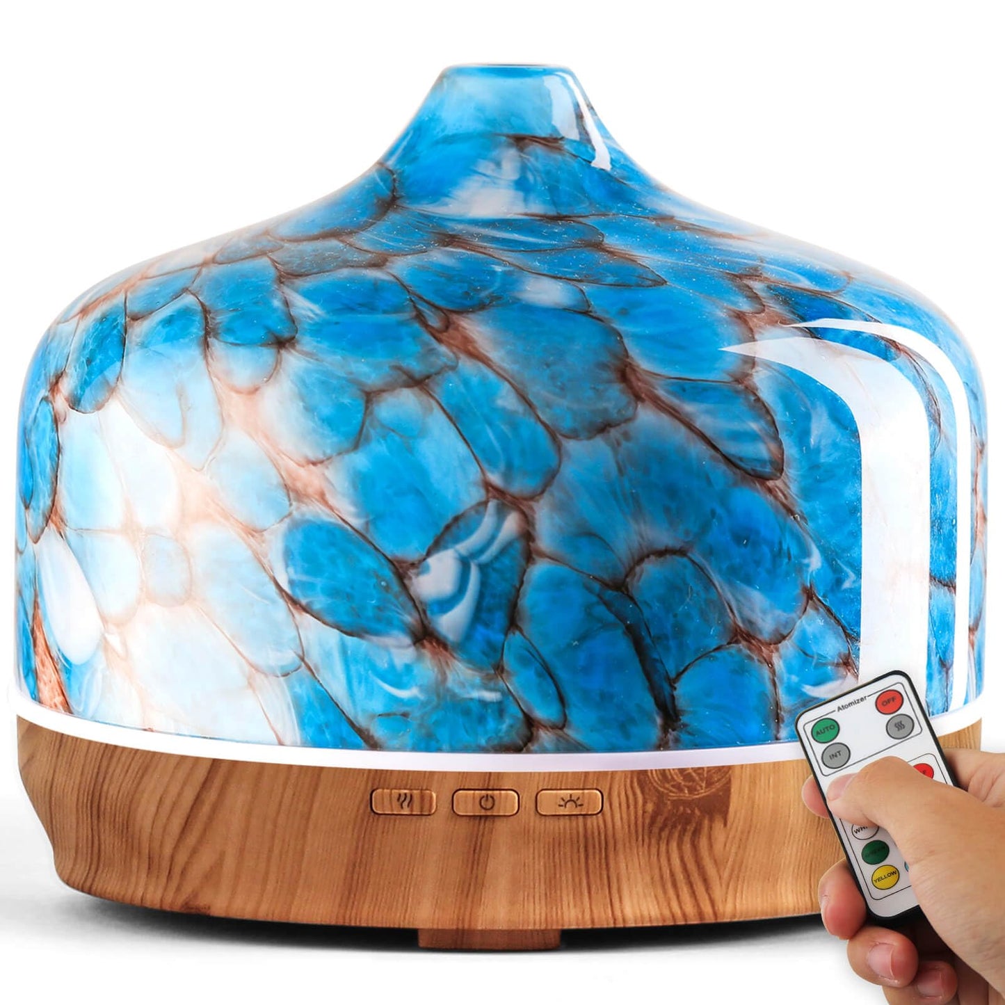Porseme 500ml Essential Oil Diffuser, Aroma Ultrasonic Humidifier with Remote Control, BPA Free, Auto Shut-Off, Timer Setting for Large Room Sleeping Yoga