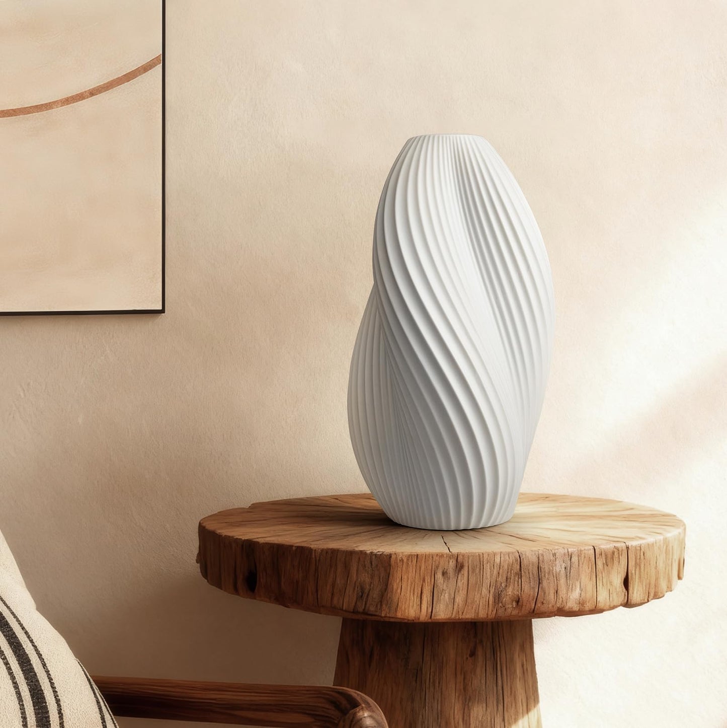RONDURE 11.9" Modern Ceramic Table Lamp, Fully Dimmable Bedside Lamp for Bedroom Living Room Nightstand, White Translucent Ceramic Shade, Warm Ambient Decorative Corded Lighting, Bulb Included