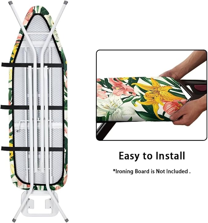 Colorful Floral Ironing Board Cover Heavy Duty Padded, Standard Size 15 x 54