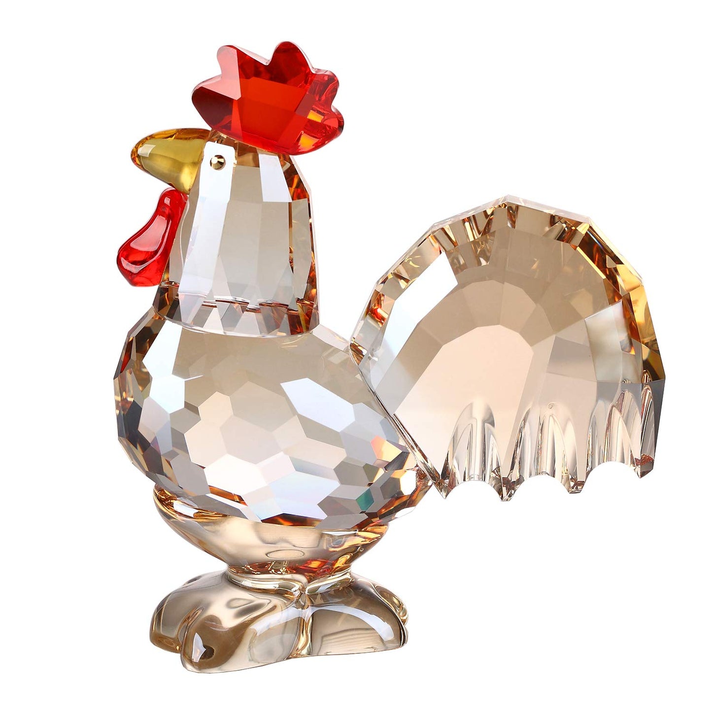 Crystal Rooster Animal Collectible Cute Figurine Ornament Gifts Home Decor (Gold)
