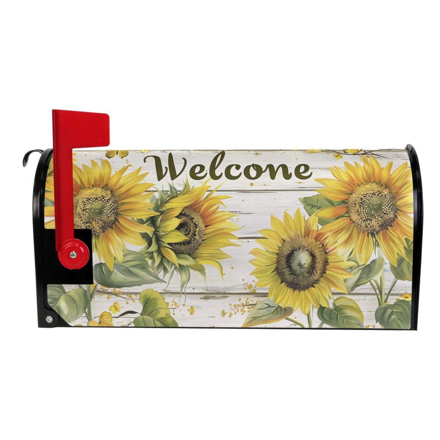 ALAZA Spring Summer Sunflower Welcome Magnetic Mailbox Cover MailWraps Garden Yard Home Decor for Outside Standard Size-18"x 20.8"