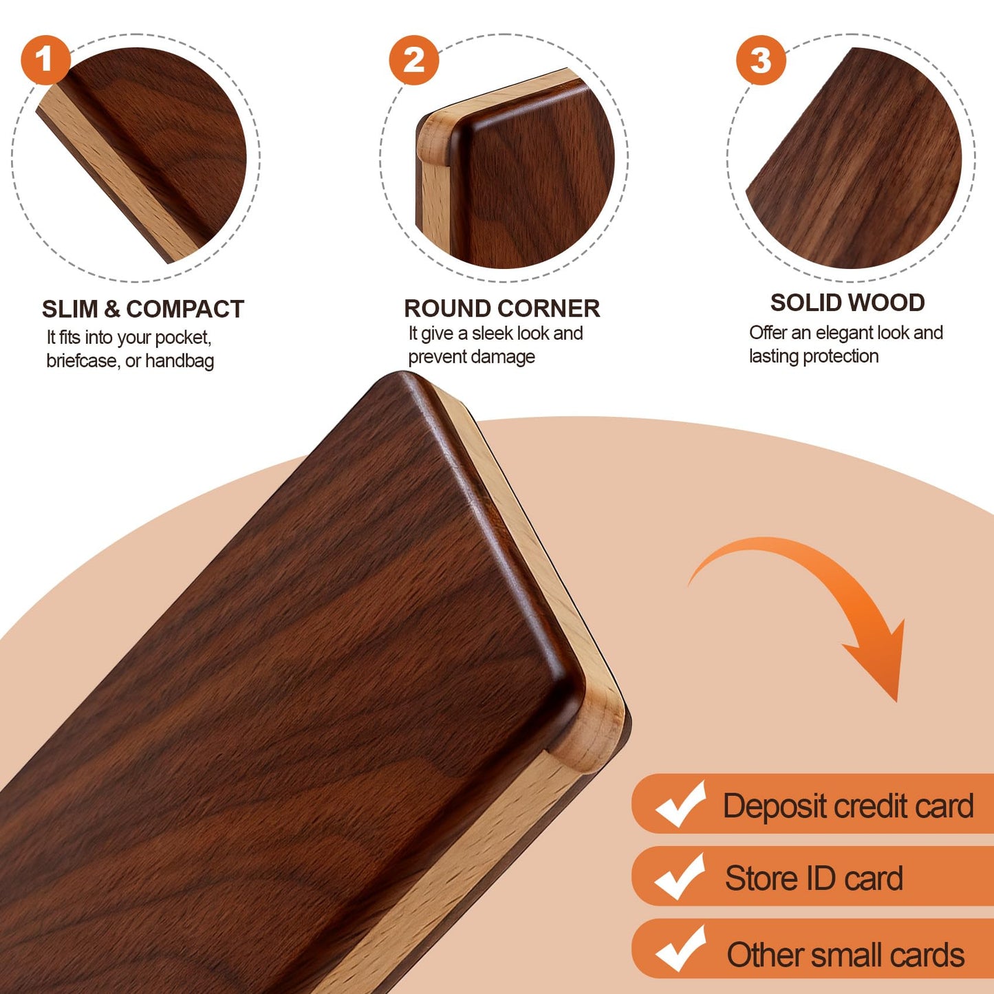 YOYAI Wood Business Card Holder Case Magnetic Closure Portable Lightweight Handcrafted Wooden Card Carrier
