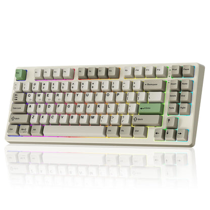 Wireless Mechanical Keyboard,Gasket Mounted with Creamy Sound,Bluetooth/2.4GHz/USB-C,Custom Hot Swappable,RGB Backlit,75% Compact Layout for Gaming/Typing/Win/Mac/PC (Retro Beige,Linear Switch)