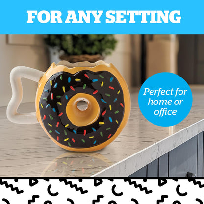 BigMouth Inc Sprinkle Donut Coffee Mug, Fun Novelty Doughnut Shaped Cup, Fun Gift for Dessert Lovers, Ceramic, 12 Ounces