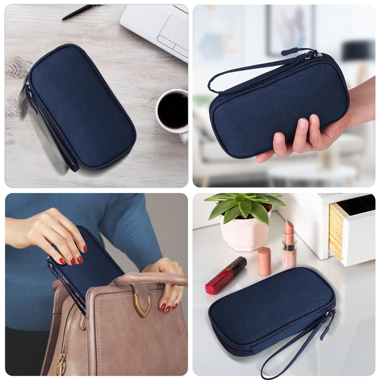 Travel Cable Organizer, Electronics Accessories Bag for Charger, Phone, Memory Card, Universal Gadget Organizer (Blue)