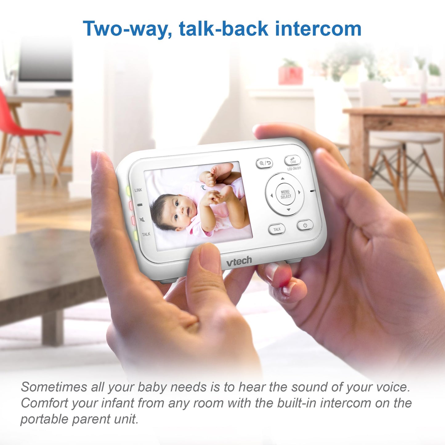 VTech VM3250 Video Baby Monitor with Camera,300m Long Range, Baby Monitor with 2.8" LCD Screen,Up to 19-hr Video Streaming,Night Vision,Secured Transmission,Temperature Sensor,Soothing Sounds,2X Zoom