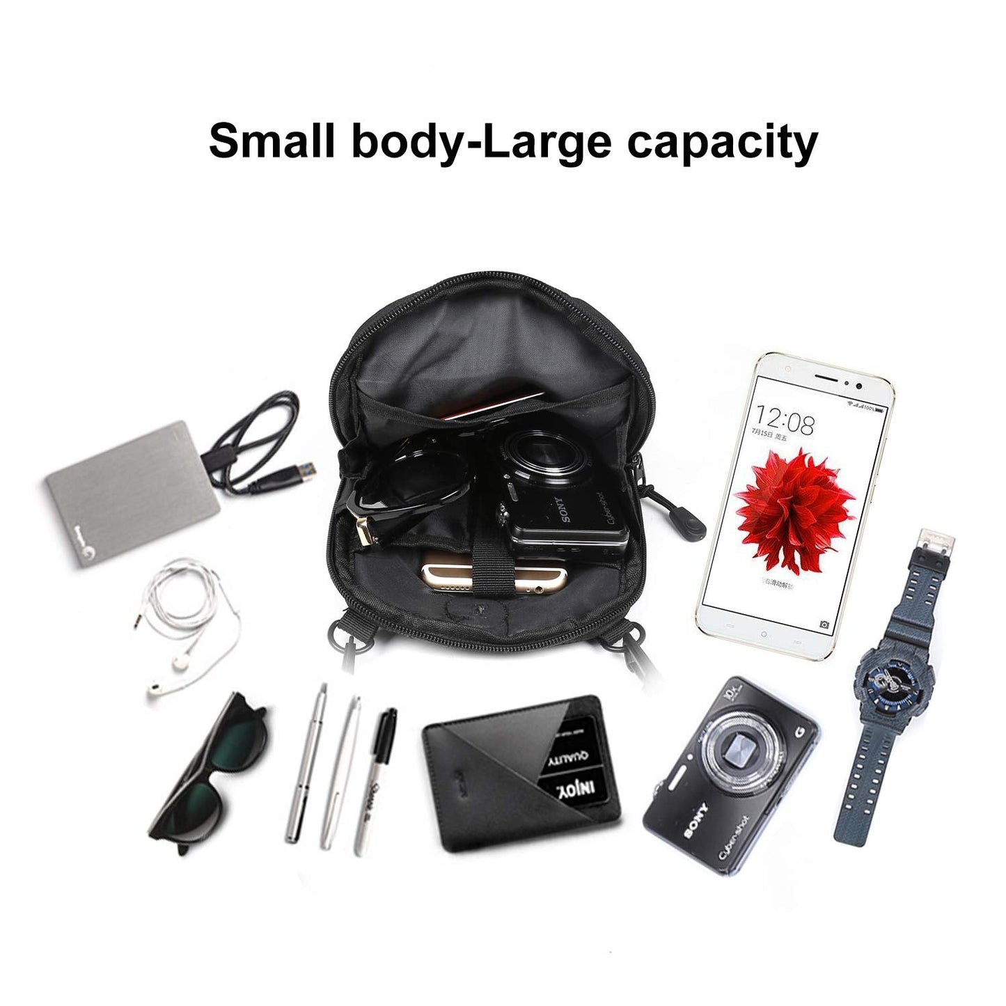 Small Crossbody Shoulder Bag for Men, Mini Messenger Bag for Cell Phone Travel Outdoor Hiking , Neck Pouch Passport Wallet with Adjustable and Removable Strap