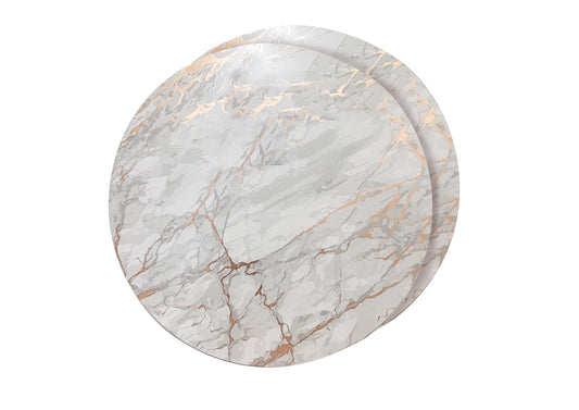 Dainty Home Marble Cork Place Mats Round Rose Gold 15"x15" Set of 2 Washable Placemats Heat Resistant Placemats Non Slip Table Placemats