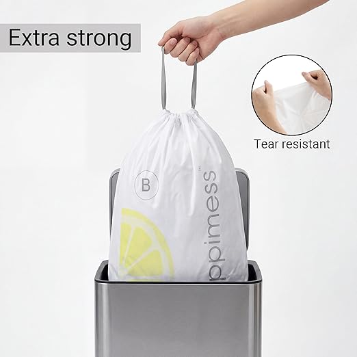 happimess 5.3 Gallon Drawstring Trash Bags, Lemon Scent, Heavy Duty MDPE Liners