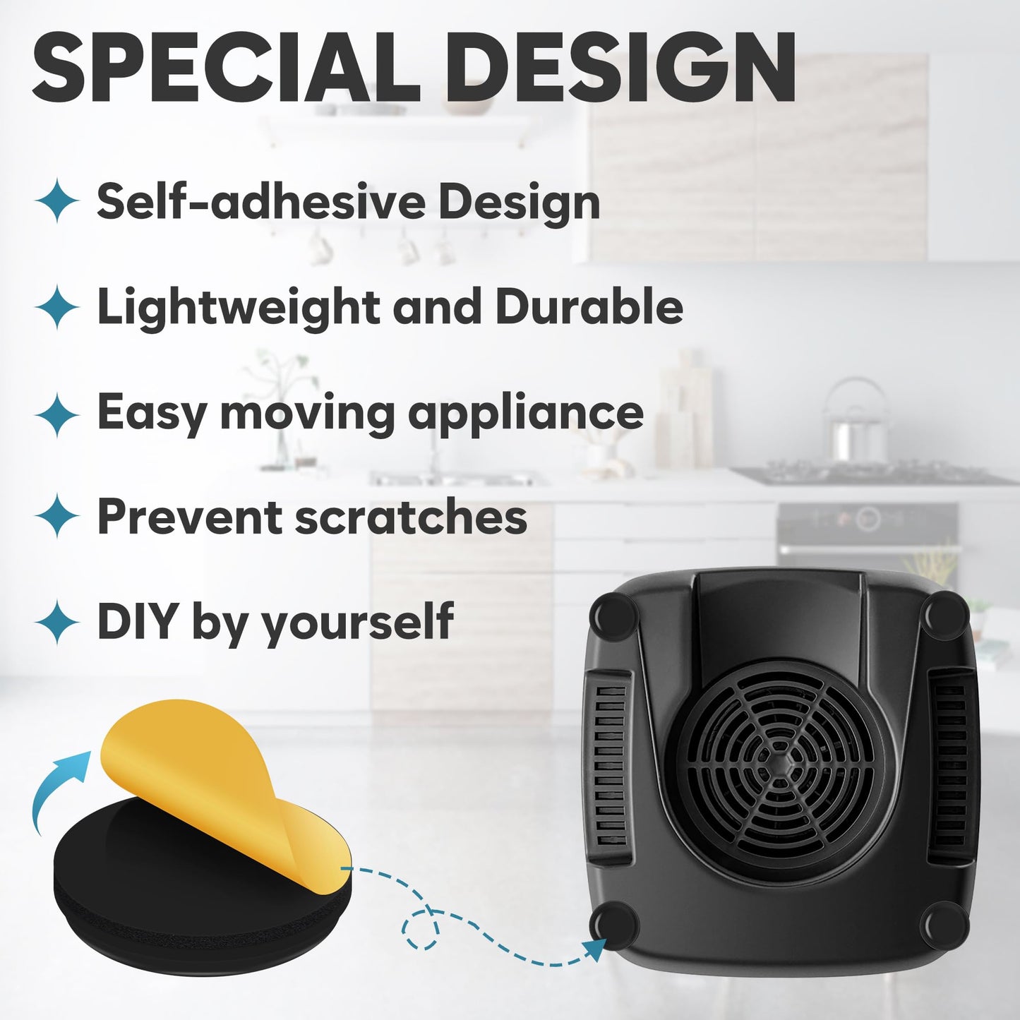 Appliance Sliders for Kitchen 24 PCS Self-Adhesive Small Kitchen Finds Appliance Slider Hacks Easy to MovIing & Space Saving Must Have Home Gadgets Mixer Accessories for Countertop