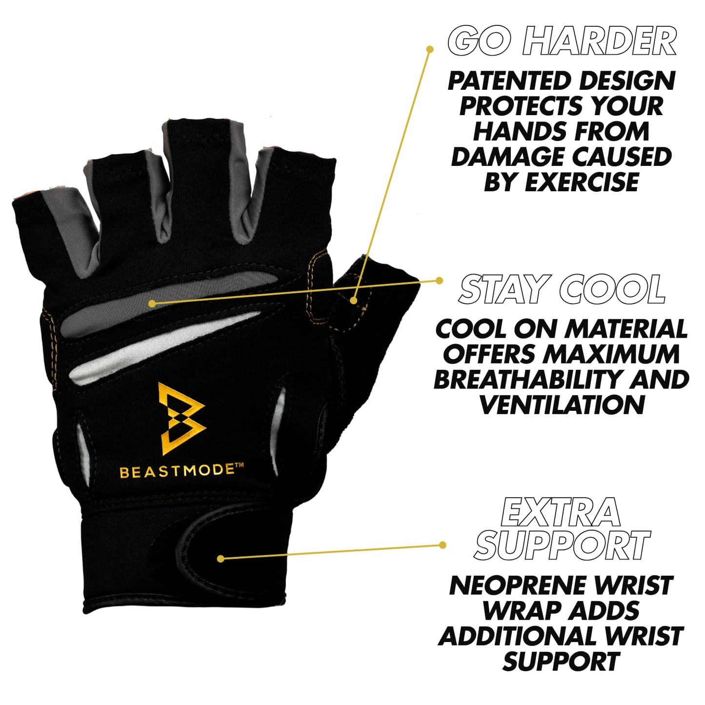 Bionic Men's Beastmode Half Finger Gym Workout Gloves