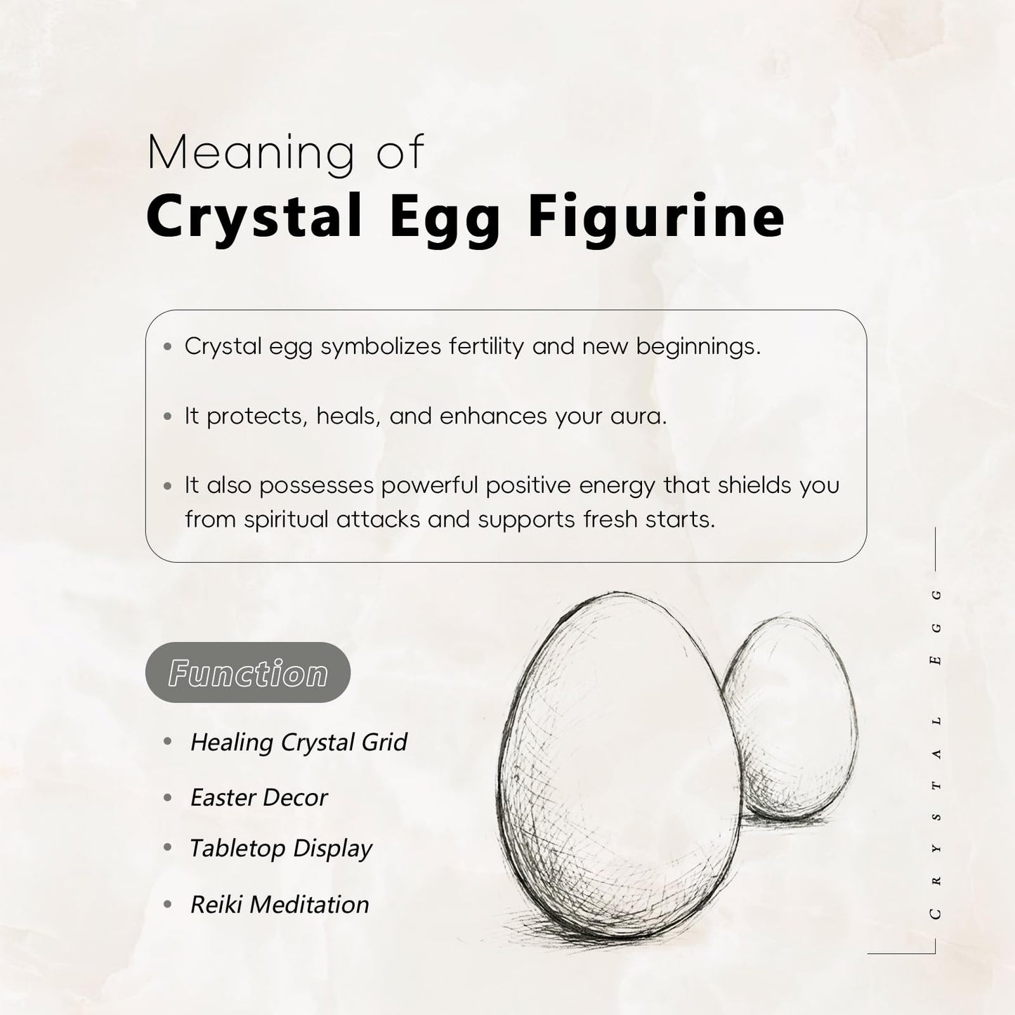 Amogeeli Healing Crystal Egg Sphere Figurine with Stone Stand, Egg-Shaped Stone Sculpture for Home Decor