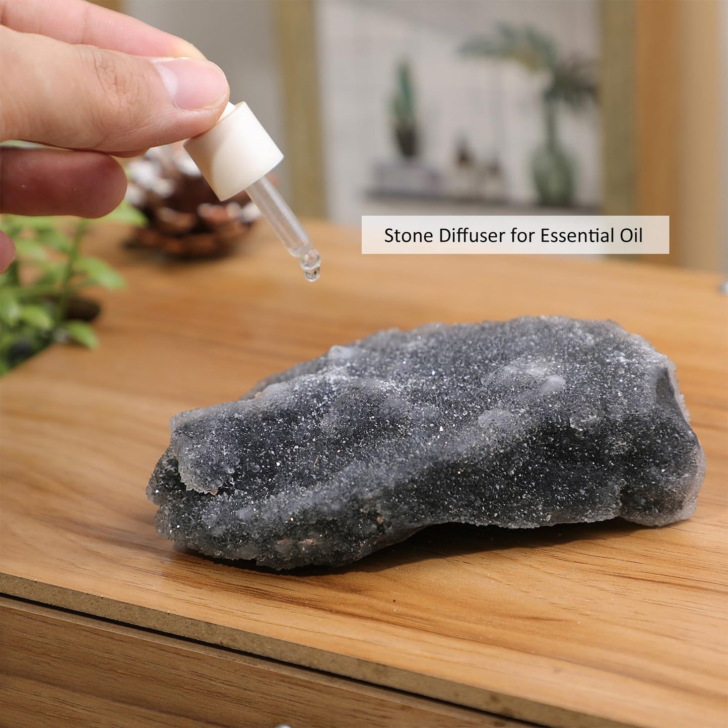 TUMBEELLUWA Natural Raw Sphalerite Geode Cluster for Home Decor, Irregular Shape Crystal Specimen Healing Stone Diffusers for Essential Oils, 0.66-0.88 LBS