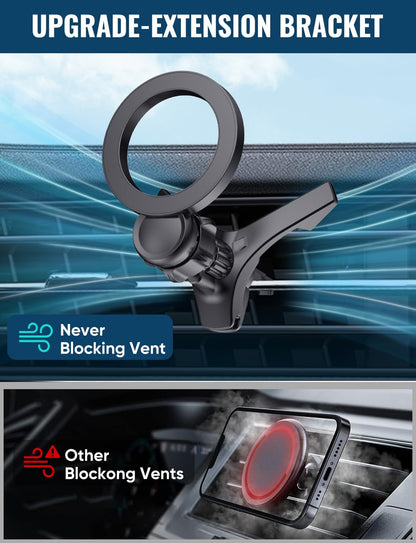 Super Magnets-Magnetic Car Phone Mount, Air Vent Phone Holder Car, Magnetic Car Mount for iPhone 16 15 14 13 14 Pro Max Plus, V-Black