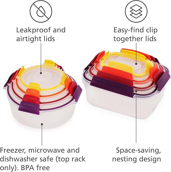 Joseph Joseph Nest Lock 16-piece Plastic BPA Free Food Storage Container Set